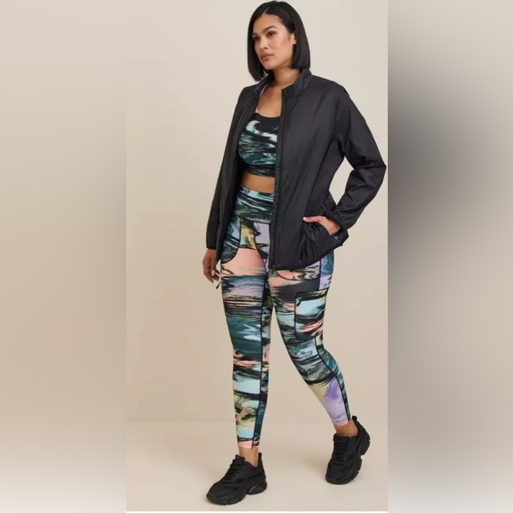 Happy Camper by Torrid Performance Core Full Length Multi Color Leggings Sz 3X